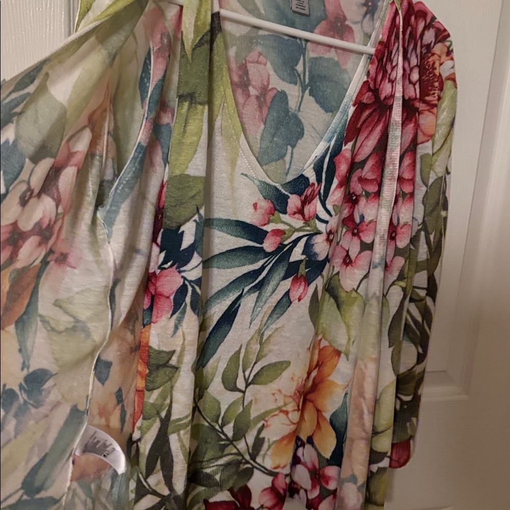Tommy Bahama 2 piece Multicolor Floral Tank & Cardigan size L - Picture 3 of 5